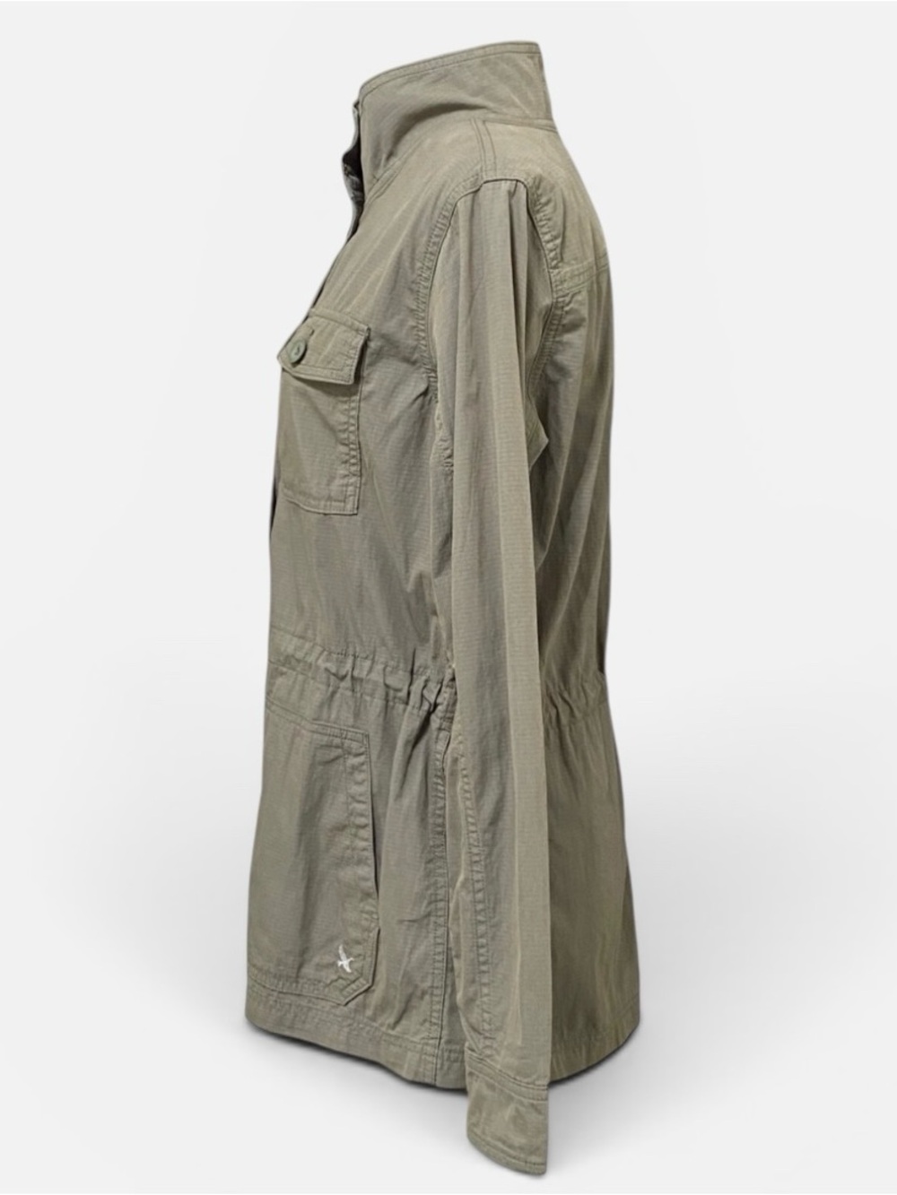 Eddie Bauer Army Green Utility Jacket Drawstring Waist Lightweight Size Medium - Picture 4 of 8